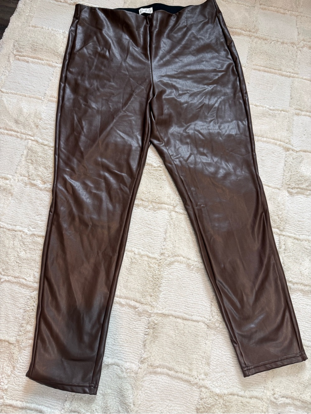 Wonderly Brown Faux Leather Leggings size XL